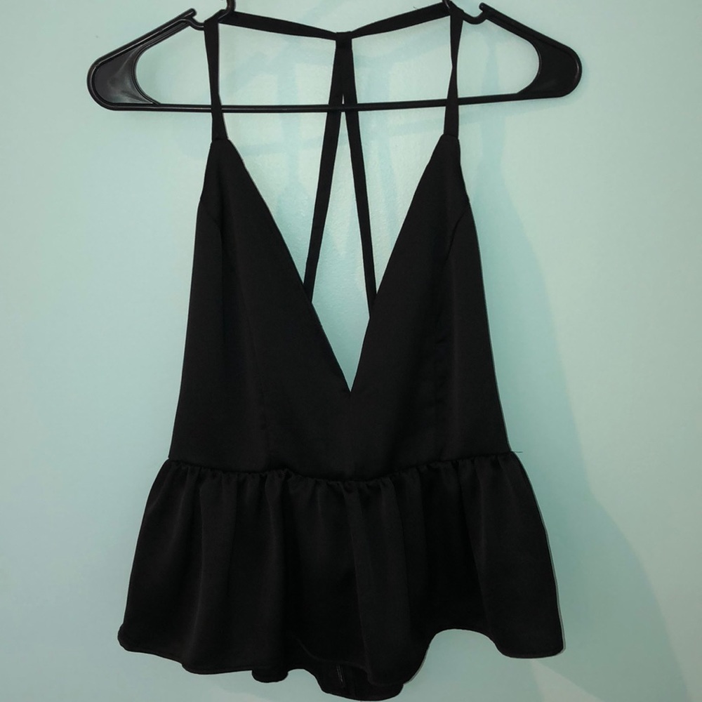 Asos Black Satin Low Cut top